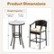 Costway 3 PCS Patio Rattan Bar Set Wicker Armchairs & Round Table with Tempered Glass Top